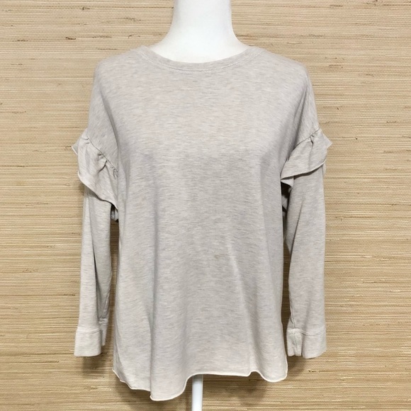 Beige UGG Amara Ruffle Long Sleeve Pullover Crewneck Sweater Size Large - Picture 2 of 9
